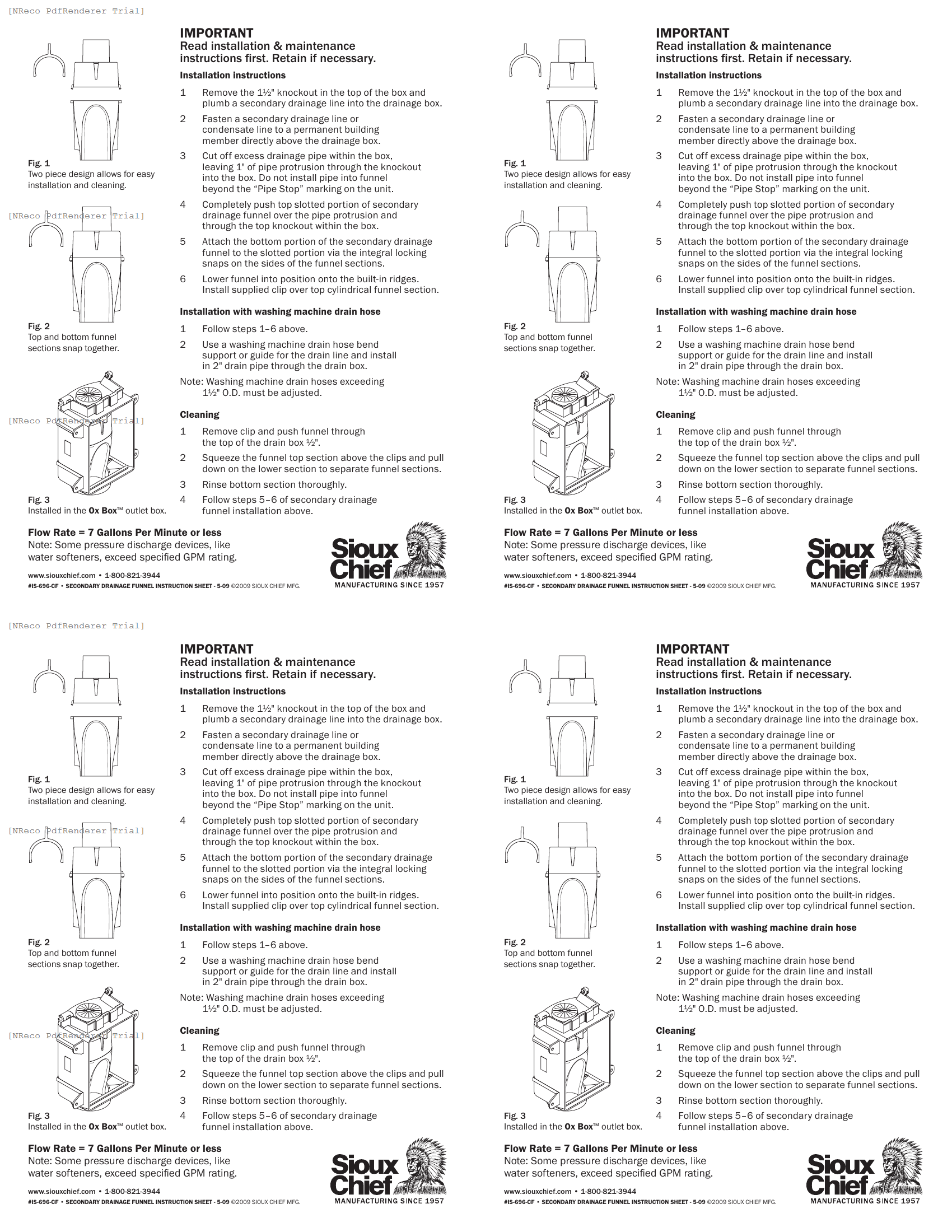 696-CF - SECONDARY DRAINAGE FUNNEL - INSTRUCTION SHEET.PDF Technical Document